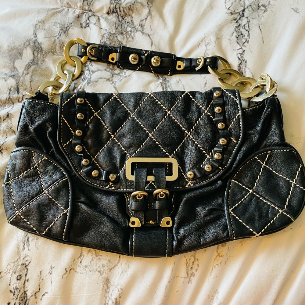Juicy Couture Black Quilted Leather Studded Bag